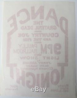 1966 The Grateful Dead, Country Joe At Pauley Ballroom Handbill Rare Variation