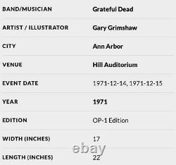 1971 GARY GRIMSHAW Vintage Grateful Dead psychedelic art print poster rare music