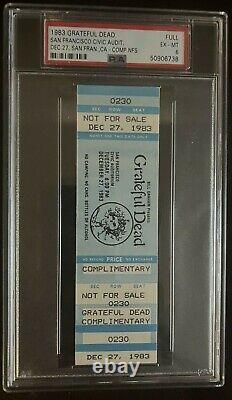 1983 Grateful Dead Full Comp Ticket Not For Sell 12/27 San Francisco PSA 6 RARE