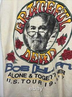 1987 Misprint GRATEFUL DEAD Bob Dylan Alone & Together US Tour Shirt, RARE Sz L