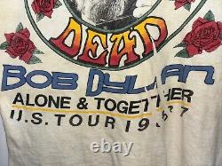 1987 Misprint GRATEFUL DEAD Bob Dylan Alone & Together US Tour Shirt, RARE Sz L