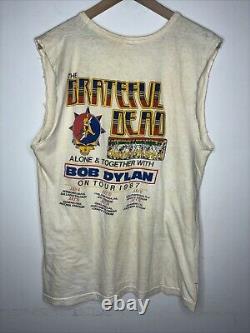 1987 Misprint GRATEFUL DEAD Bob Dylan Alone & Together US Tour Shirt, RARE Sz L