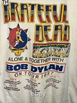 1987 Misprint GRATEFUL DEAD Bob Dylan Alone & Together US Tour Shirt, RARE Sz L