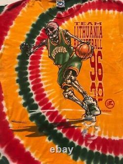 1996 Lithuania Olympic Basketball Tie Dye Shirt Sz. XL Grateful Dead RARE