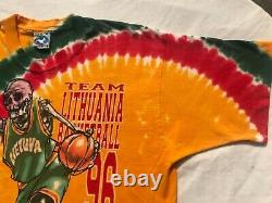 1996 Lithuania Olympic Basketball Tie Dye Shirt Sz. XL Grateful Dead RARE