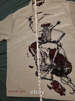 2004 Rare Grateful Dead Button Shirt Mens Large Dragonfly Bertha Skull Roses