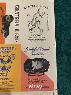 32 Uncut Grateful Dead Backstage Pass Full Sheet 1993 Rare. Anthony Reonegro