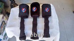3 RARE Black Grateful Dead Golf Headcovers LOT-STEAL YOUR FACE-MINT CONDITION