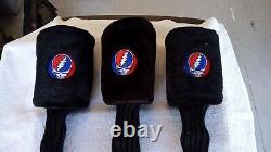 3 RARE Black Grateful Dead Golf Headcovers LOT-STEAL YOUR FACE-MINT CONDITION