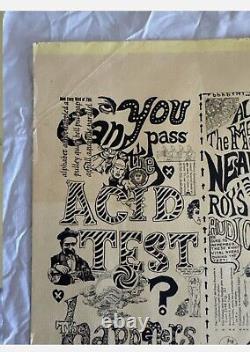 Acid Test Poster Merry Pranksters Grateful Dead Neal Cassidy RARE Kesey 1980s