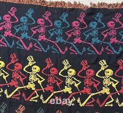 Dancing Skeletons Grateful Dead Tapestry Fringe Throw Blanket 70x48 RARE No Tag