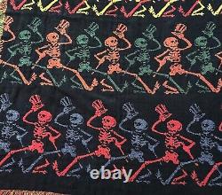 Dancing Skeletons Grateful Dead Tapestry Fringe Throw Blanket 70x48 RARE No Tag