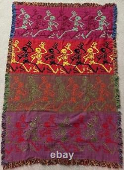 Dancing Skeletons Grateful Dead Tapestry Fringe Throw Blanket 70x48 RARE No Tag