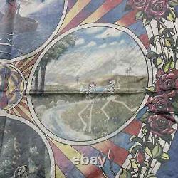 GRATEFUL DEAD Band Vtg Flag Banner Tapestry Wall Hanging 84-RARE 43x43 Red Rocks