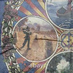 GRATEFUL DEAD Band Vtg Flag Banner Tapestry Wall Hanging 84-RARE 43x43 Red Rocks