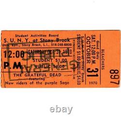 GRATEFUL DEAD Concert Ticket Stub STONY BROOK NY HALLOWEEN 10/31/70 SUNY Rare
