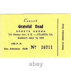 GRATEFUL DEAD Full Concert Ticket ATLANTA GA 5/10/70 ARENA AMERICAN BEAUTY Rare