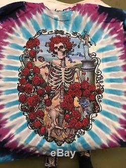 GRATEFUL DEAD LIQUID BLUE SKULL With ROSES XL T-SHIRT RARE ORIGINAL