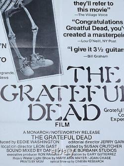 GRATEFUL DEAD MOVIE 1977 27 x 41 ORIGINAL MOVIE POSTER Super Rare