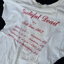 GRATEFUL DEAD Original 1987 Fall Tour T-Shirt XL Skeletons USA? SUPER RARE