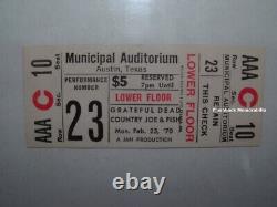 GRATEFUL DEAD Unused 1970 Concert Ticket AUSTIN TX Mega Rare WORKINGMAN'S DEAD