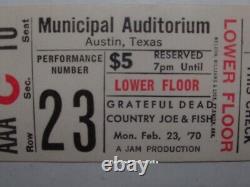 GRATEFUL DEAD Unused 1970 Concert Ticket AUSTIN TX Mega Rare WORKINGMAN'S DEAD