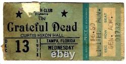 Grateful Dead 12/13/78 Tampa FL Curtis Hixon Hall Mega Rare Ticket Stub