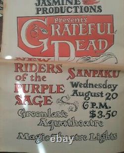 Grateful Dead 1969 Rare Greenlake Aqua Theatre Seattle Concert Poster / Ad