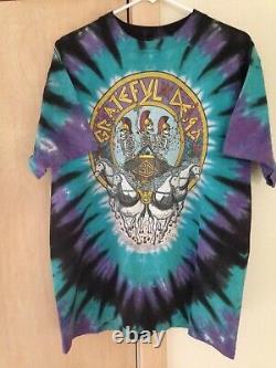 Grateful Dead 1991 GDM LA Coliseum Vintage Shirt Green Bear Skull & Roses Rare