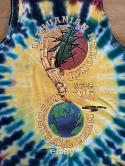 Grateful Dead 1996 Lithuania Basketball Team Tie Dye RARE Tank Top Shirt Sz XL