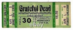 Grateful Dead 6/30/76 Pittsburgh PA Syra Mosque Rare Full Unused Concert Ticket