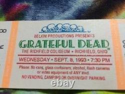 Grateful Dead Backstage Pass & Ticket HORSE Richfield OH 9/8/93 Unused RaRe