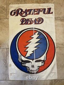 Grateful Dead Banner RARE 1989 Jerry Garcia Steal Your Face VTG 80s 27W 44L