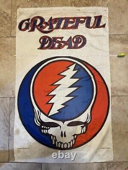 Grateful Dead Banner RARE 1989 Jerry Garcia Steal Your Face VTG 80s 27W 44L