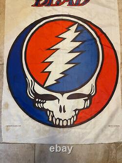 Grateful Dead Banner RARE 1989 Jerry Garcia Steal Your Face VTG 80s 27W 44L