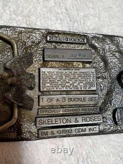 Grateful Dead Belt Buckle SKELETON & ROSES Rare Limited Edition 1992 GDM Vintage