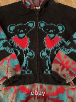 Grateful Dead Camptex 100% Wool Hoodie Size Large Full Zip Up Rare Skull Sleeves