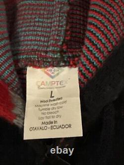 Grateful Dead Camptex 100% Wool Hoodie Size Large Full Zip Up Rare Skull Sleeves