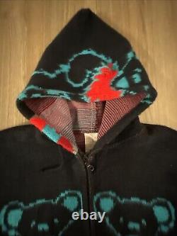 Grateful Dead Camptex 100% Wool Hoodie Size Large Full Zip Up Rare Skull Sleeves