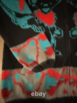 Grateful Dead Camptex 100% Wool Hoodie Size Large Full Zip Up Rare Skull Sleeves