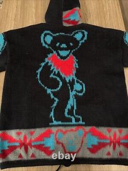 Grateful Dead Camptex 100% Wool Hoodie Size Large Full Zip Up Rare Skull Sleeves