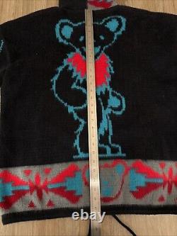 Grateful Dead Camptex 100% Wool Hoodie Size Large Full Zip Up Rare Skull Sleeves