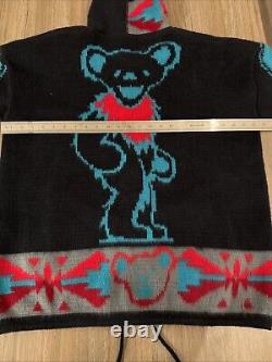 Grateful Dead Camptex 100% Wool Hoodie Size Large Full Zip Up Rare Skull Sleeves