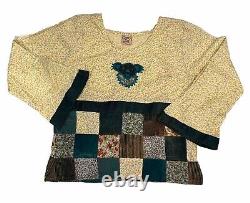 Grateful Dead & Co Y2K Patchwork Bear Handmade Top Gypsy Rose Festival 00s RARE