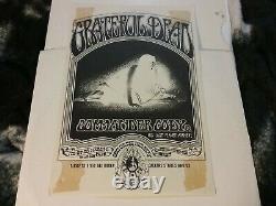 Grateful Dead Commander Cody 70 Family Dog Hiway Poster Vg Rare Tape Stains Vtg