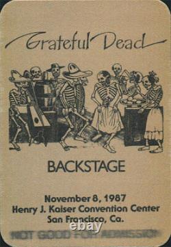 Grateful Dead RARE 11/8/1987 Backstage Pass Kaiser Center Oakland San Francisco