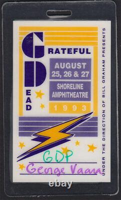 Grateful Dead RARE 8/25/1993 Shoreline Backstage Crew Pass Laminate GDP Employee