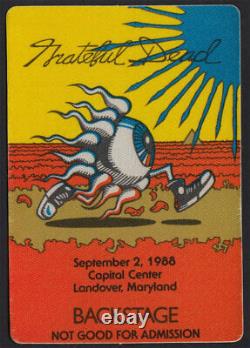 Grateful Dead RARE 9/2/1988 Landover MD Backstage Pass Garcia Rick Griffin Art