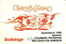 Grateful Dead RARE 9/8/1988 Spectrum Philadelphia Backstage Pass Rick Griffin