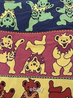 Grateful Dead Rare Dancing Bears Knit Woven Throw Blanket Tapestry 66x47